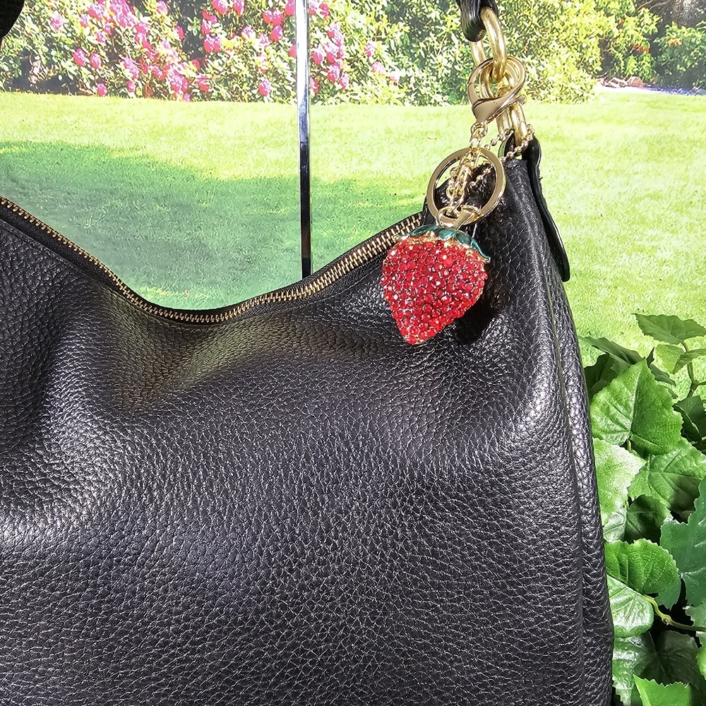 🍓 Charm | Strawberry Keychain Red Rhinestone Crystal bag purse 'Charm' - Picture 9 of 15
